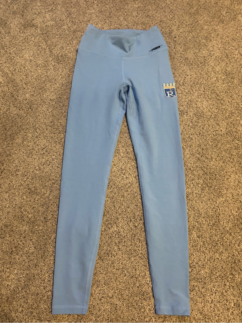 Kansas City royals baseball Blue Women's Athletic Leggings with R Crown